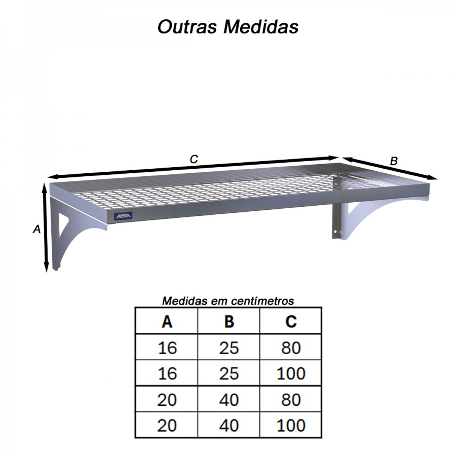 Prateleira Escorredor Inox Gradeada 40 x 80 - Aisa